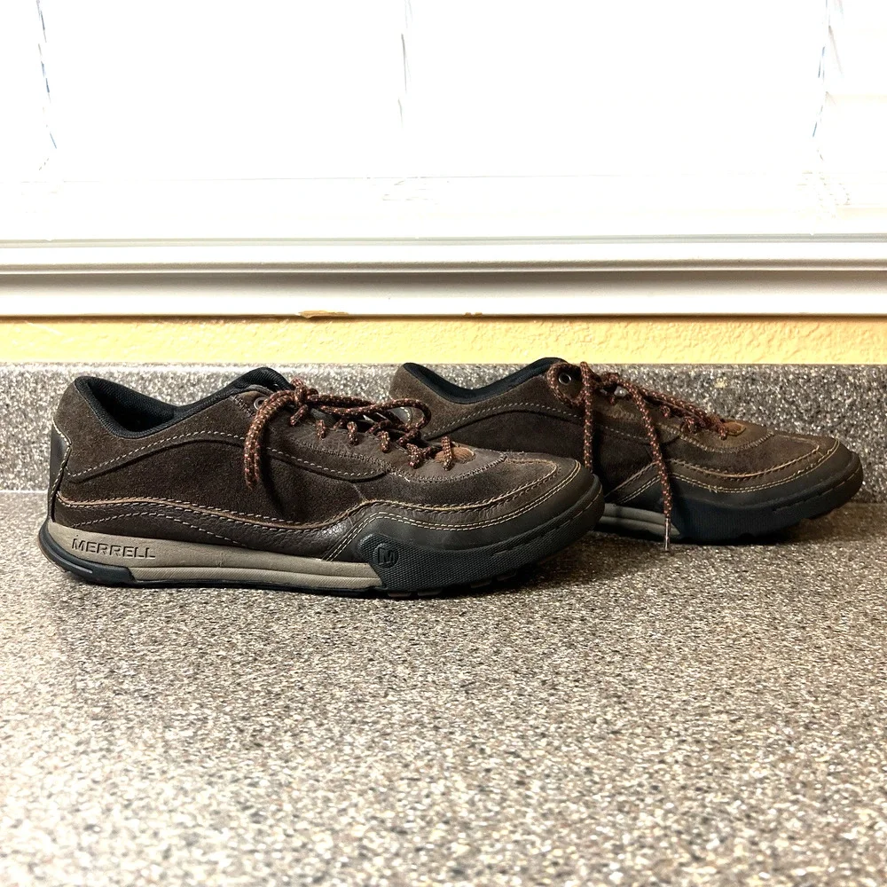 Merrell Air Cushion Mens Sz 11.5 Comfort Casual Lace Up Shoe Brown Suede Leather